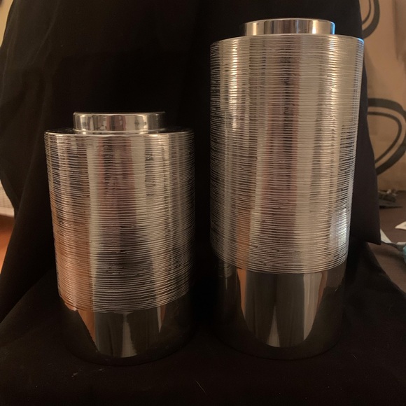 Vesta Hollowware Wedgewood Vera Wang Stacking Metal Cylinders set of 2 - Picture 6 of 6